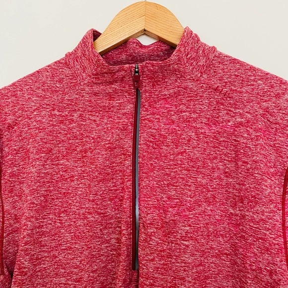 LULULEMON Mens HDSR Heathered Red Surge Warm Half Zip LS Training Top Medium - Picture 4 of 13